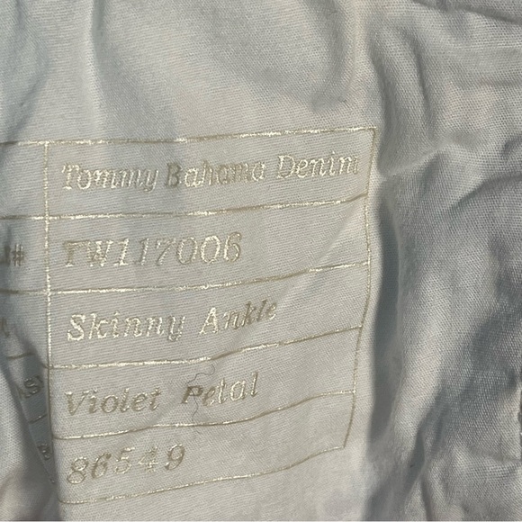 Tommy Bahama Skinny Ankle Jeans Sz 31 x 28 Violet Petal Blue White Print - Picture 13 of 13